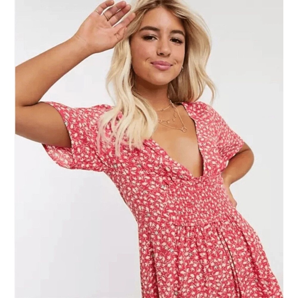 Free People red Floral Midi Dress - Picture 7 of 7